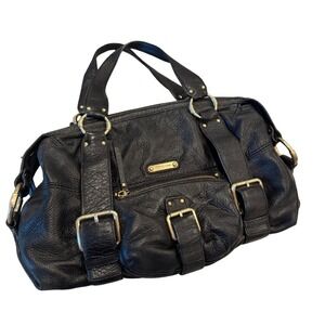 Michael Kors‎ Women's Handbag Black Pebbled Leather Front Buckle Shoulder Bag